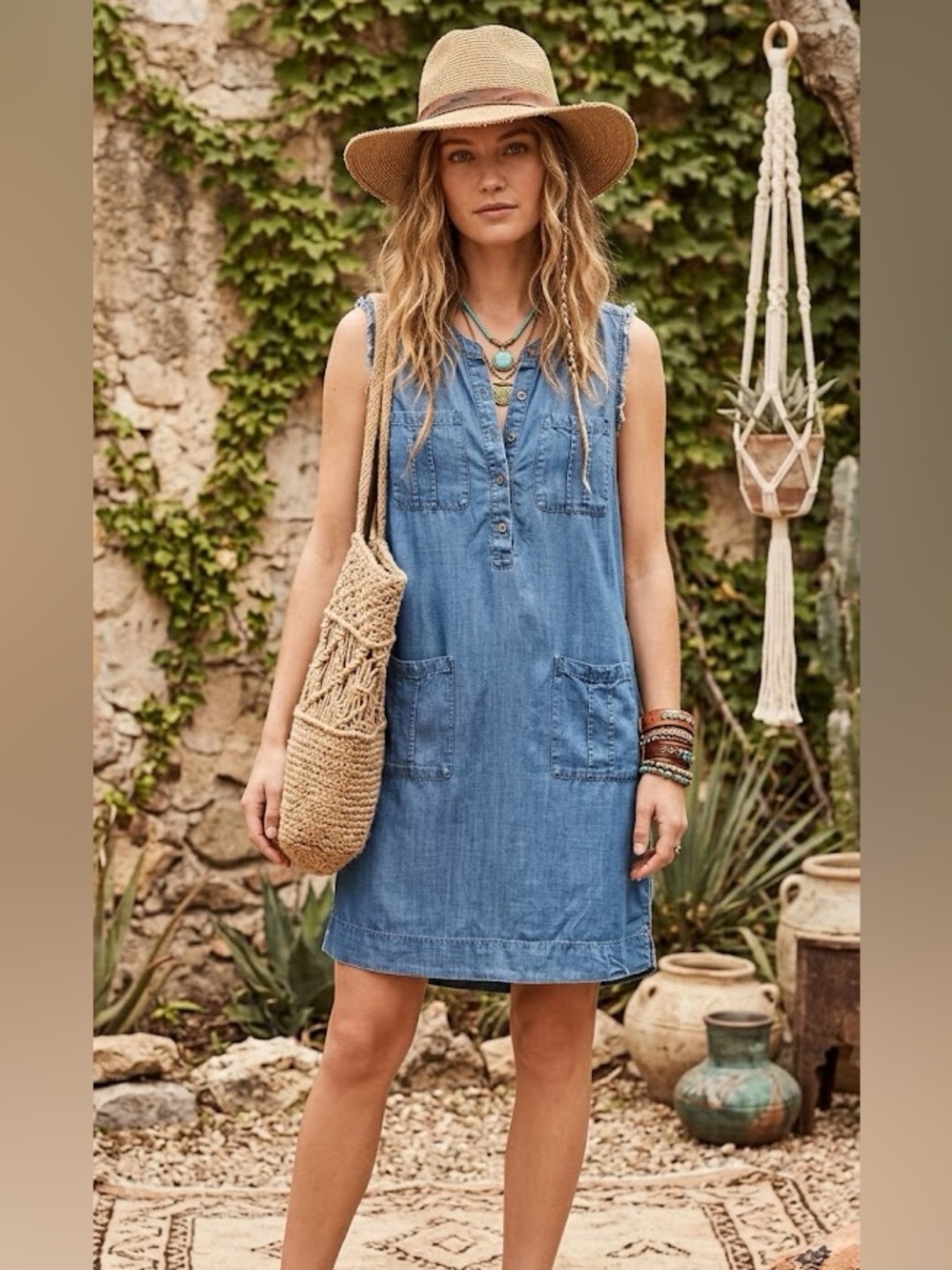 Banana Republic Chambray Denim Pocket Dress Size 8